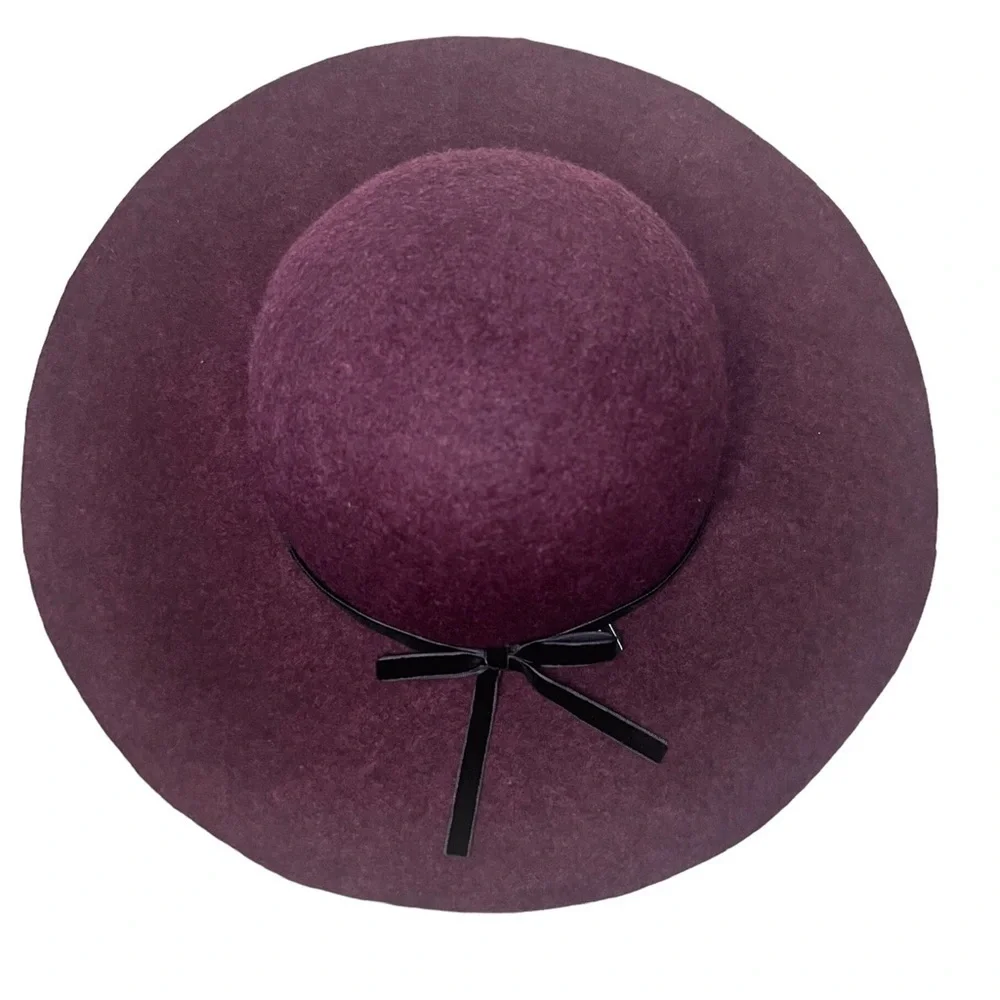 Grace Hats Plum Purple 100% Wool Floppy Wide Brim Hat with Black Ribbon …